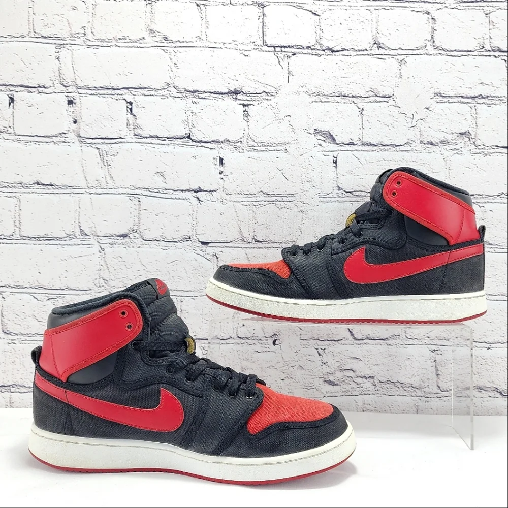 JORDON 1 HIGH RETRO KO BRED – 2015, Sneakers, Black/Red, Canvas/Leather Size 10